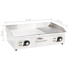 Vidaxl Električna plošča iz nerjavečega jekla 4400 W 71x43x24 cm