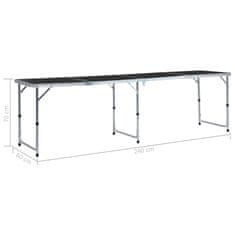 Greatstore Zložljiva miza za kampiranje siva iz aluminija 240x60 cm