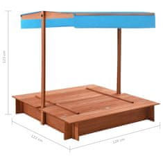 Vidaxl Peskovnik s streho iz lesa jelke 122x120x123 cm