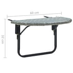 Vidaxl Balkonska mizica siva 60x60x50 cm poli ratan
