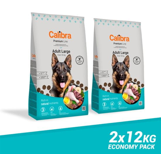 Calibra Premium Line Adult Large hrana za odrasle pse velikih pasem, 2 x 12 kg