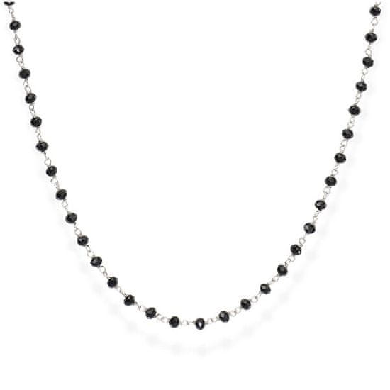 Amen Brezčasna srebrna ogrlica s črnimi kristali Romance CLBN