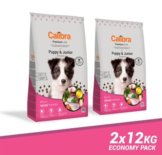Calibra Premium Line Puppy & Junior hrana za pasje mladiče, piščanec, 2 x 12 kg