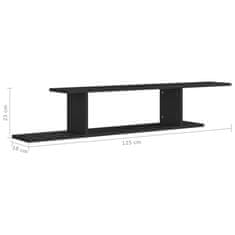 Vidaxl Stenska TV polica črna 125x18x23 cm iverna plošča