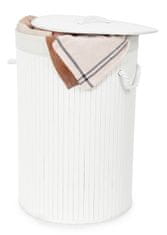 Compactor Koš za perilo s pokrovom, iz bambusa, okrogel, 40 x 60 cm, bel