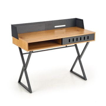 Halmar Pisalna miza B-43 - zlati hrast / črna