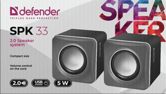 Defender SPK 33 zvočniki 2.0, 5W, USB, crna/siva