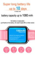 Klarion Otroška pametna ura z neprekosljivo življenjsko dobo baterije E10-2022 4G rožnato-srebrna 48GB