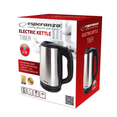Esperanza Grelnik vode TIBER 2.5L, brušen INOX, moč: 2200W, srebrna barva