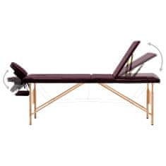 shumee Zložljiva masažna miza 3-conska les vinsko vijolična
