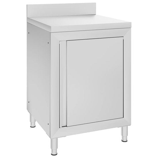 Vidaxl Komercialna delovna miza z omarico 60x60x96 cm nerjaveče jeklo
