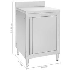Vidaxl Komercialna delovna miza z omarico 60x60x96 cm nerjaveče jeklo
