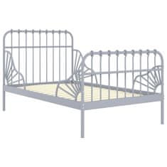 Vidaxl Raztegljiv posteljni okvir siv kovinski 80x130/200 cm
