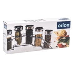 Orion Posodice za začimbe, steklo/UH, 6 kosov + kovinsko stojalo