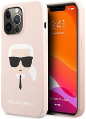 Karl Lagerfeld KLHCP13LSLKHP ovitek za iPhone 13 Pro, silikonska zaščita, Karls Head, roza