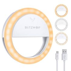Blitzwolf BW-SL0 Selfie Ring krožka LED svetloba na mobil, belo