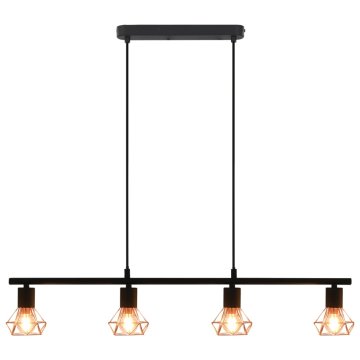Vidaxl Stropna svetilka z žarnicami 4 W črna in bakrena 80 cm E14