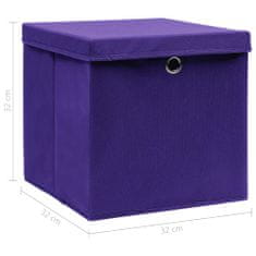 Greatstore Škatle za shranjevanje s pokrovi 4 kosi vijolične 32x32x32 cm