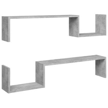 Vidaxl Stenska polica 2 kosa betonsko siva 100x15x20 cm iverna plošča