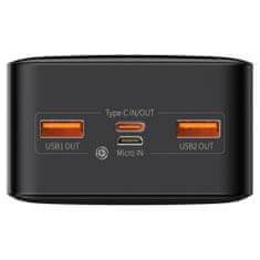 BASEUS Bipow Power Bank 30000mAh 2x USB / USB-C / Micro USB 20W QC, črna