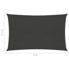 Vidaxl Senčno jadro 160 g/m2 antracitno 2,5x4 m HDPE