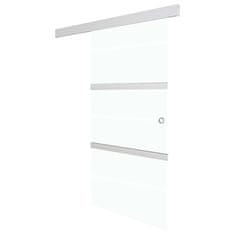 Vidaxl Drsna vrata ESG steklo in aluminij 76x205 cm srebrna