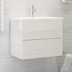 Vidaxl Omarica za umivalnik visok sijaj bela 60x38,5x48 cm iverna pl.