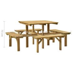 Vidaxl Piknik miza 4-stranska 172x172x73 cm impregnirana borovina