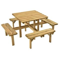 Vidaxl Piknik miza 4-stranska 172x172x73 cm impregnirana borovina