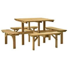 Vidaxl Piknik miza 4-stranska 172x172x73 cm impregnirana borovina