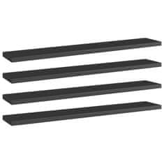 Vidaxl Dodatne police za omaro 4 kosi visok sijaj črne 60x10x1,5 cm