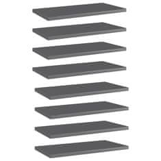 Vidaxl Dodatne police za omaro 8 kosov visok sijaj sive 40x20x1,5 cm