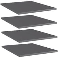 Vidaxl Dodatne police za omaro 4 kosi visok sijaj sive 40x50x1,5 cm