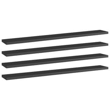 Vidaxl Dodatne police za omaro 4 kosi visok sijaj črne 80x10x1,5 cm