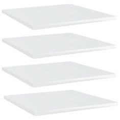 Vidaxl Dodatne police za omaro 4 kosi visok sijaj bele 40x40x1,5 cm