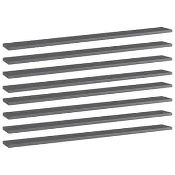 Vidaxl Dodatne police za omaro 8 kosov visok sijaj sive 100x10x1,5 cm