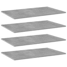 Vidaxl Dodatne police za omaro 4 kosi betonsko sive 80x50x1,5 cm