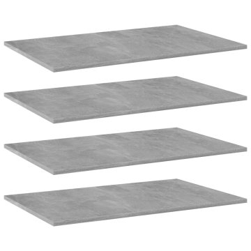 Vidaxl Dodatne police za omaro 4 kosi betonsko sive 80x50x1,5 cm