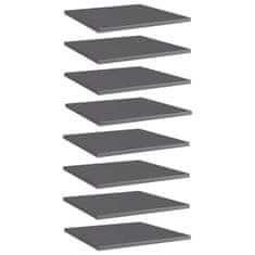 Vidaxl Dodatne police za omaro 8 kosov visok sijaj sive 40x40x1,5 cm
