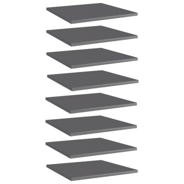 Vidaxl Dodatne police za omaro 8 kosov visok sijaj sive 40x40x1,5 cm