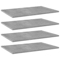 Vidaxl Dodatne police za omaro 4 kosi betonsko sive 60x40x1,5 cm