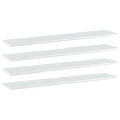 Vidaxl Dodatne police za omaro 4 kosi visok sijaj bele 100x20x1,5 cm