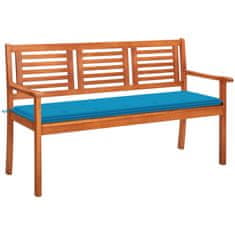 shumee vidaXL Vrtna klop za 3 osebe z blazino 150 cm trden evkaliptus