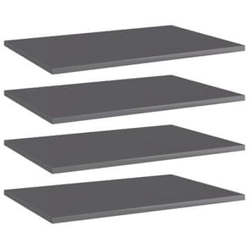 Vidaxl Dodatne police za omaro 4 kosi visok sijaj sive 60x40x1,5 cm