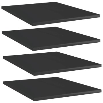Vidaxl Dodatne police za omaro 4 kosi visok sijaj črne 40x50x1,5 cm