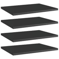 Vidaxl Dodatne police za omaro 4 kosi visok sijaj črne 40x30x1,5 cm