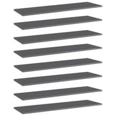 Vidaxl Dodatne police za omaro 8 kosov visok sijaj sive 100x30x1,5 cm
