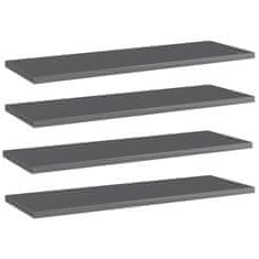 Vidaxl Dodatne police za omaro 4 kosi visok sijaj sive 60x20x1,5 cm