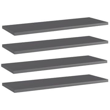 Vidaxl Dodatne police za omaro 4 kosi visok sijaj sive 60x20x1,5 cm