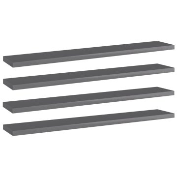 Vidaxl Dodatne police za omaro 4 kosi visok sijaj sive 60x10x1,5 cm